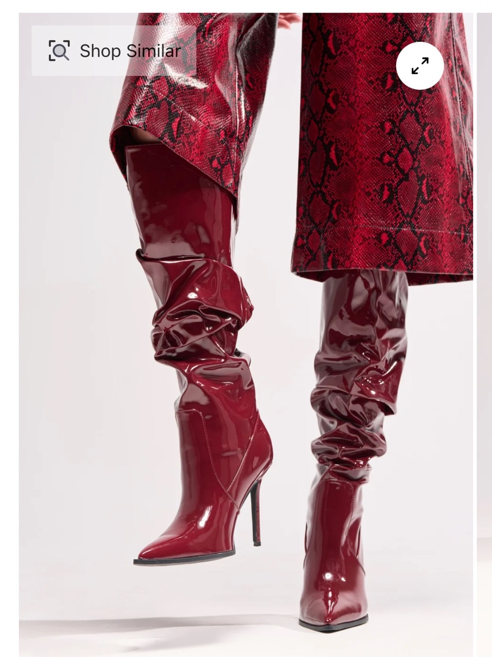 NWT AZALEA WANG Glossy Slouch Stiletto Knee-High Boots in Burgundy